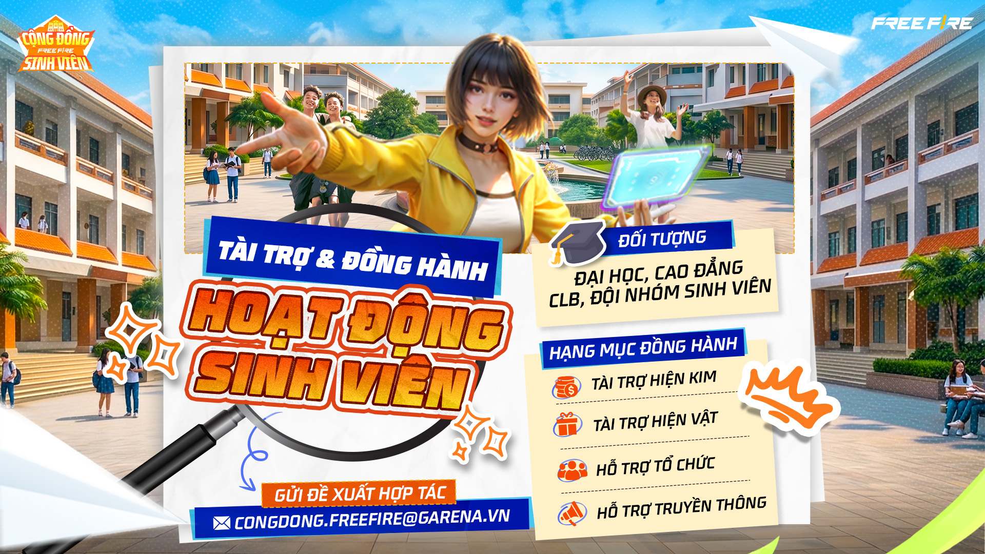 CỘNG ĐỒNG FREE FIRE VIỆT NAM ĐỒNG HÀNH CÙNG CÁC HOẠT ĐỘNG SINH VIÊN TRÊN TOÀN QUỐC